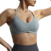 imageAoxjox Womens Workout Sports Bras Fitness Molly Cross Back Ruched Bra Yoga Crop TankGrey