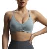 imageAoxjox Womens Workout Sports Bras Fitness Molly Cross Back Ruched Bra Yoga Crop TankGrey