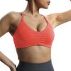imageAoxjox Womens Workout Sports Bras Fitness Molly Cross Back Ruched Bra Yoga Crop TankSpiced Coral