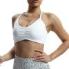imageAoxjox Womens Workout Sports Bras Fitness Molly Cross Back Ruched Bra Yoga Crop TankWhite