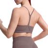imageAoxjox Womens Workout Y Sports Bras Fitness Trainning Active Gym Bra Yoga Crop TankCoffee