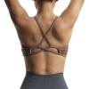 imageAoxjox Womens Workout Sports Bras Fitness Molly Cross Back Ruched Bra Yoga Crop TankFudge Coffee