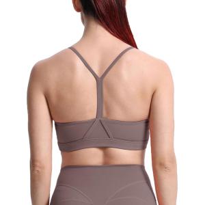 imageAoxjox Womens Workout Y Sports Bras Fitness Trainning Active Gym Bra Yoga Crop TankCoffee