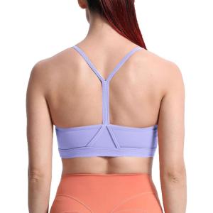 imageAoxjox Womens Workout Y Sports Bras Fitness Trainning Active Gym Bra Yoga Crop TankPurple Heather