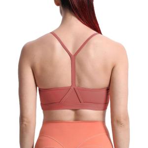 imageAoxjox Womens Workout Y Sports Bras Fitness Trainning Active Gym Bra Yoga Crop TankRust Red