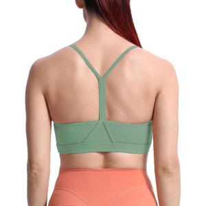 imageAoxjox Womens Workout Y Sports Bras Fitness Trainning Active Gym Bra Yoga Crop TankSage Green