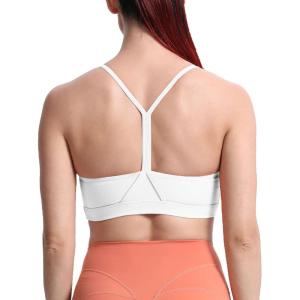 imageAoxjox Womens Workout Y Sports Bras Fitness Trainning Active Gym Bra Yoga Crop TankWhite