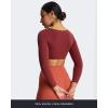 imageAoxjox Long Sleeve Crop Tops for Women Sweetheart Neck Ruched Violet Workout Gym Cropped T Shirt TopBurgundy