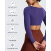 imageAoxjox Long Sleeve Crop Tops for Women Sweetheart Neck Ruched Violet Workout Gym Cropped T Shirt TopMulberry Purple