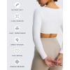 imageAoxjox Long Sleeve Crop Tops for Women Sweetheart Neck Ruched Violet Workout Gym Cropped T Shirt TopWhite