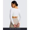 imageAoxjox Long Sleeve Crop Tops for Women Sweetheart Neck Ruched Violet Workout Gym Cropped T Shirt TopWhite