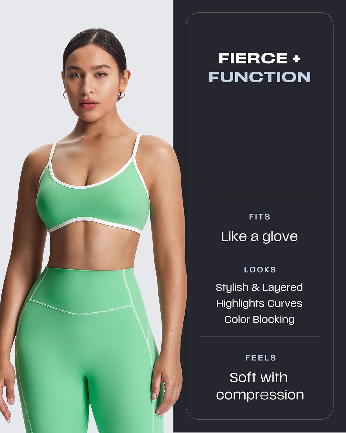 imageAoxjox Workout Leggings for Women High Waisted Exercise Athletic Gym Fitness Yoga Lexi Lined Pants 26quotKatydid GreenWhite