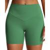 imageAoxjox Breeze Workout Biker Shorts for Women Tummy Control High Waisted Exercise Athletic Gym Running Yoga Short 6quotBottle Green