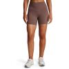 imageAoxjox Breeze Workout Biker Shorts for Women Tummy Control High Waisted Exercise Athletic Gym Running Yoga Short 6quotFudge Coffee