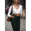 imageAoxjox High Waisted Yoga Pants for Women Hidden Scrunch CrossWaist Buttery Soft Crossover Workout Venus Leggings 26quotForest Green