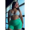 imageAoxjox Lexi Lined Workout Biker Shorts for Women Tummy Control High Waisted Exercise Athletic Gym Running Yoga Short 6quotKatydid GreenWhite