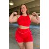 imageAoxjox Lexi Lined Workout Biker Shorts for Women Tummy Control High Waisted Exercise Athletic Gym Running Yoga Short 6quotRacing RedWhite