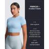 imageAoxjox Short Sleeve Crop Tops for Women Classic Longline Baby Tee Workout T Shirt TopAiry Blue