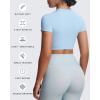 imageAoxjox Short Sleeve Crop Tops for Women Classic Longline Baby Tee Workout T Shirt TopAiry Blue