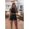 imageAoxjox Short Sleeve Crop Tops for Women Classic Longline Baby Tee Workout T Shirt TopBlack