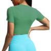 imageAoxjox Short Sleeve Crop Tops for Women Classic Longline Baby Tee Workout T Shirt TopBottle Green