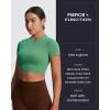 imageAoxjox Short Sleeve Crop Tops for Women Classic Longline Baby Tee Workout T Shirt TopBottle Green