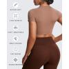 imageAoxjox Short Sleeve Crop Tops for Women Classic Longline Baby Tee Workout T Shirt TopBrownie