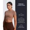 imageAoxjox Short Sleeve Crop Tops for Women Classic Longline Baby Tee Workout T Shirt TopBrownie