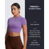 imageAoxjox Short Sleeve Crop Tops for Women Classic Longline Baby Tee Workout T Shirt TopChive Blossom