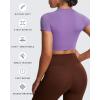 imageAoxjox Short Sleeve Crop Tops for Women Classic Longline Baby Tee Workout T Shirt TopChive Blossom