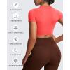 imageAoxjox Short Sleeve Crop Tops for Women Classic Longline Baby Tee Workout T Shirt TopFiery Coral