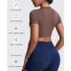 imageAoxjox Short Sleeve Crop Tops for Women Classic Longline Baby Tee Workout T Shirt TopFudge Coffee