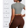 imageAoxjox Short Sleeve Crop Tops for Women Classic Longline Baby Tee Workout T Shirt TopGrey
