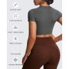 imageAoxjox Short Sleeve Crop Tops for Women Classic Longline Baby Tee Workout T Shirt TopIron Grey