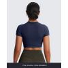 imageAoxjox Short Sleeve Crop Tops for Women Classic Longline Baby Tee Workout T Shirt TopNavy