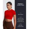 imageAoxjox Short Sleeve Crop Tops for Women Classic Longline Baby Tee Workout T Shirt TopRacing Red