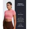 imageAoxjox Short Sleeve Crop Tops for Women Classic Longline Baby Tee Workout T Shirt TopSalmon Rose