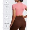 imageAoxjox Short Sleeve Crop Tops for Women Classic Longline Baby Tee Workout T Shirt TopSalmon Rose