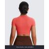 imageAoxjox Short Sleeve Crop Tops for Women Classic Longline Baby Tee Workout T Shirt TopSpiced Coral