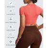 imageAoxjox Short Sleeve Crop Tops for Women Classic Longline Baby Tee Workout T Shirt TopSpiced Coral
