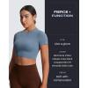 imageAoxjox Short Sleeve Crop Tops for Women Classic Longline Baby Tee Workout T Shirt TopSteel Blue