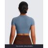 imageAoxjox Short Sleeve Crop Tops for Women Classic Longline Baby Tee Workout T Shirt TopSteel Blue