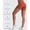 imageAoxjox Trinity Workout Biker Shorts for Women CrossWaist Crossover High Waisted Tummy Control Athletic Running Yoga Short 6quotRust Red