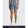 imageAoxjox Trinity Workout Biker Shorts for Women CrossWaist Crossover High Waisted Tummy Control Athletic Running Yoga Short 6quotSteel Blue