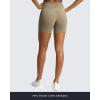 imageAoxjox Trinity Workout Biker Shorts for Women CrossWaist Crossover High Waisted Tummy Control Athletic Running Yoga Short 6quotTaupe