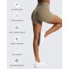 imageAoxjox Trinity Workout Biker Shorts for Women CrossWaist Crossover High Waisted Tummy Control Athletic Running Yoga Short 6quotTaupe