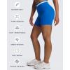 imageAoxjox Velma Workout Biker Shorts for Women Color Block CrossWaist High Waisted Exercise Gym Running Yoga Short 6quotDirectoire BlueWhite