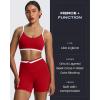imageAoxjox Velma Workout Biker Shorts for Women Color Block CrossWaist High Waisted Exercise Gym Running Yoga Short 6quotRacing RedWhite