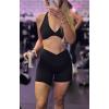 imageAoxjox Venus Workout Biker Shorts for Women CrossWaist Tummy Control High Waisted Hidden Scrunch Yoga Short 5quot6quot7quotBlack