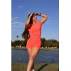 imageAoxjox Venus Workout Biker Shorts for Women CrossWaist Tummy Control High Waisted Hidden Scrunch Yoga Short 5quot6quot7quotFiery Coral